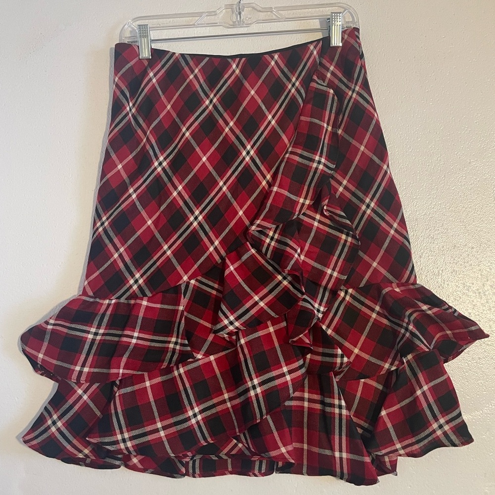 Lauren by Ralph Lauren multi tiered Red Plaid skirt